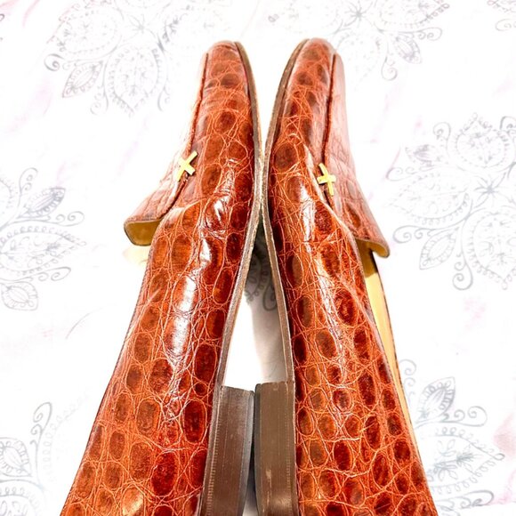 Mauri Russell Bromley authentic taupe brown crocodile loafers Size 8 Women - Picture 3 of 7